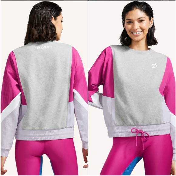 Peloton Chic Fabric Mix Pullover Medium Windbreaker French Terry Knit - Picture 2 of 5